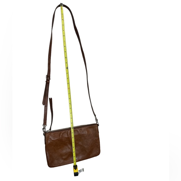 FOSSIL Carmel Brown Leather Crossbody Distressed GUC Square Organizer Bag - Picture 10 of 10